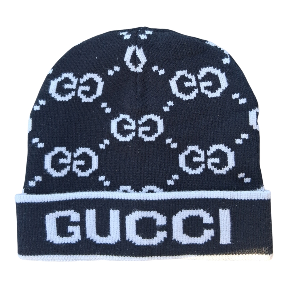 Gucci Black and White Knit Beanie